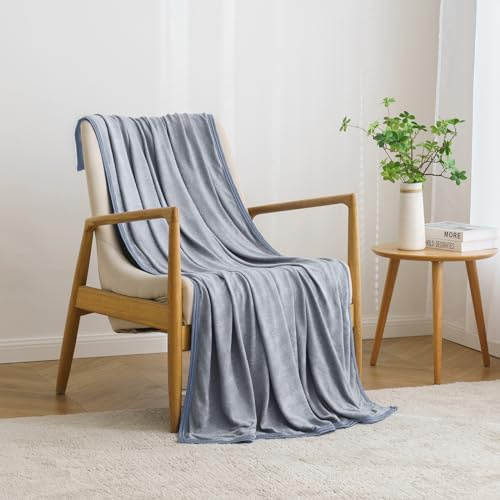 MIULEE Kühldecke Sommerdecke 200x218cm Erwachsene und Kinder 2 in 1 Selbstkühlende Decken mit Arc-Chill Q-MAX>0.4 Kühlfasern Wohndecke Sofadecke Grau