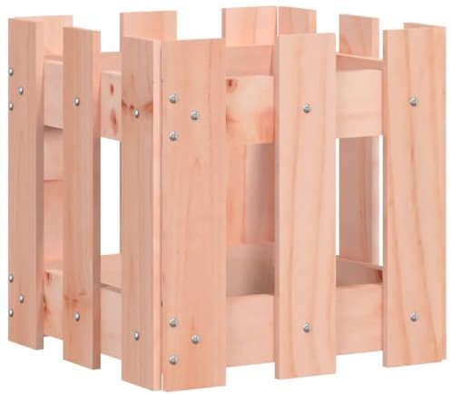 Hochbeet aus Holz, Lattenzaun Design Blumenbeet Blumenkasten Pflanzkasten Pflanzbeet Gartenbeet Pflanzkübel für Garten & Balkon, 30x30x30 cm Massivholz Douglasie