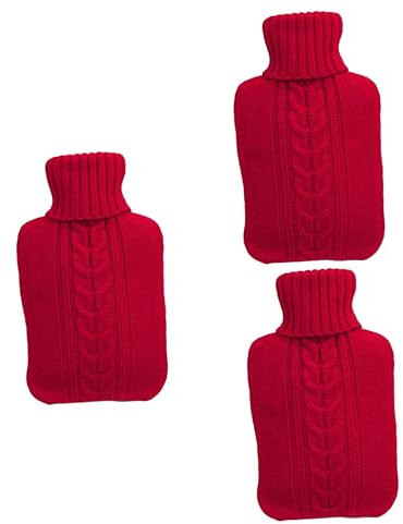 Healvian 3St fußwärmer abdeckung Wärmbeutelbezug gestrickt beheizte Wärmflasche wärmeflasche Wärmflaschenabdeckung Wärmflaschenbezug für Damen Hand Thermosflasche Heizkissen Fräulein rot