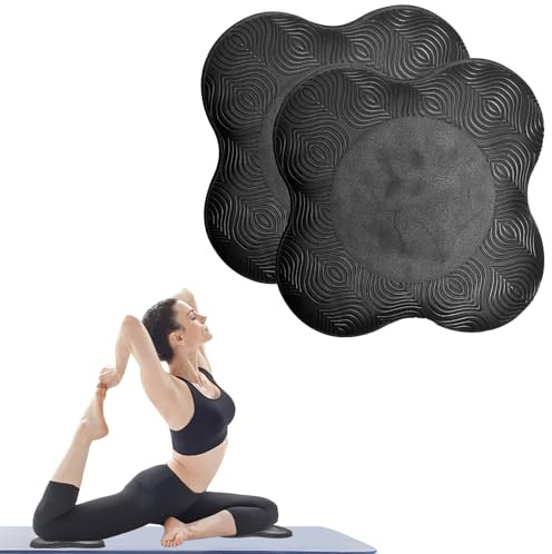 Kniekissen Yoga, 2 Stücke Rutschfest Knie Padmatte 20x20cm Knieschoner Matte Unterstützung der Knie, Handgelenke und Ellenbogen, für Fitness Pilates (Schwarz)