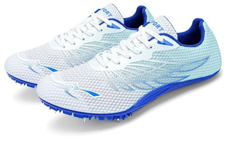 omcam Unisex-Leichtathletikschuhe Spikes Bahnrennen Jumping Turnschuhe Professionelle Sprint Laufschuhe Für Männer Frauen Kinder Jungen Mädchen,Blau,37 EU