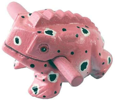 Frog guiro 4 inches wood block musical instrument Percussion Musical Instrument Perfect size Natural Wood Güiro Frog (Pink)