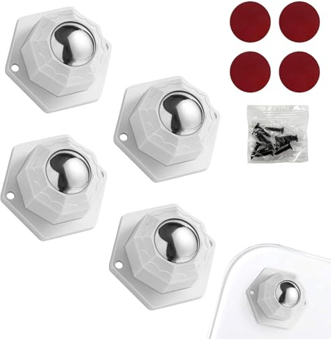 Vordpe 4 Stück Kugelrollen Schwerlast Möbelrollen Flach, Möbelrollen Klein, Möbelgleiter für Schwere Möbel, Universal 360 Moving Wheels, Rollen Zum Kleben (Weiß)