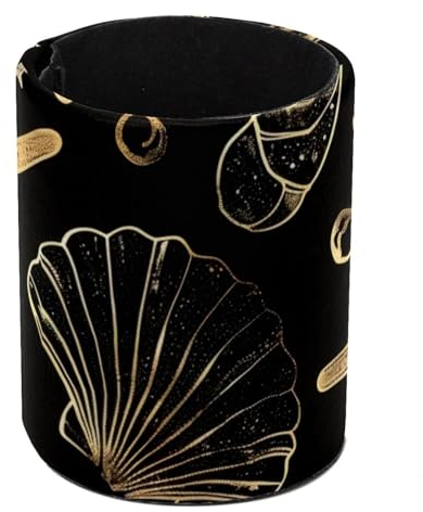 Eslifey Stifthalter, runder Stifthalter für den Schreibtisch, goldenes Seestern-Muschel-Muster, Stiftebecher, Make-up-Pinselhalter, Ständer, Display, Schreibtisch, Schreibwaren-Organizer für Zuhause,