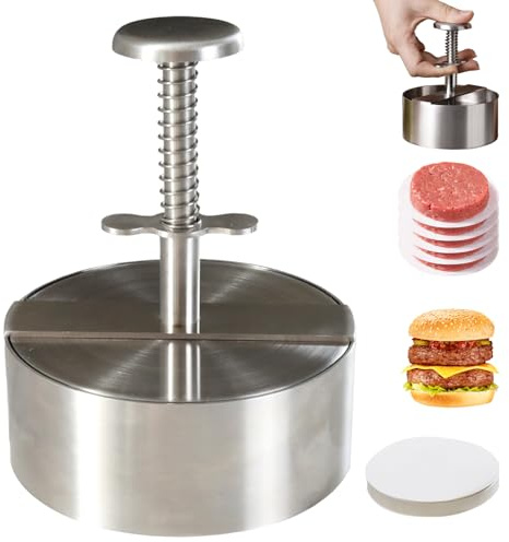 Presse à hamburger, avec 100 papiers à galettes gratuits, en acier inoxydable 304 de qualité alimentaire, moule à galettes pour viande, légumes, bœuf, barbecue, hamburger fait maison
