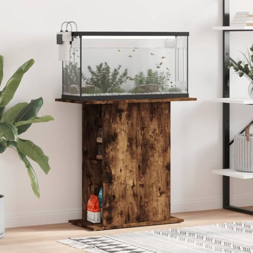 IKAYAA Aquarium Unterschrank Räuchereiche, Aquariumständer für Aquarien, Aquarienschrank, Aquarium Tisch Holzwerkstoff 75x36x72,5 cm