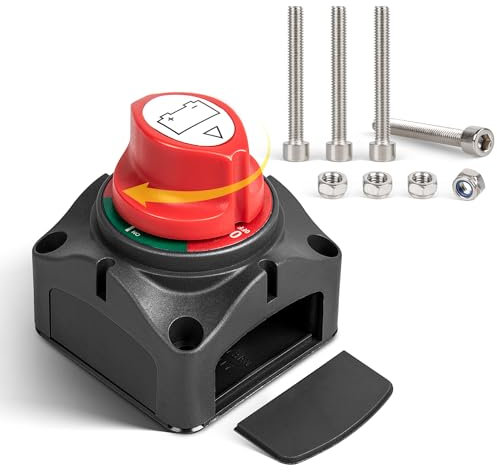 RED WOLF Batterie Trennschalter 275A Batterieschalter Haupttrennschalter 12V 24V 48V DC für Auto Boot Motorrad LKW Wohnmobil Traktor Batteriehauptschalter Ein/Aus Autobatterie Schalter Stromschalter