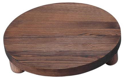 JISADER Bandeja de Pedestal de Madera Soporte de Pedestal de Madera Redondo de 25,4 cm de diámetro para Tartas de postres de Estilo rústico para decoración, Marrón Oscuro