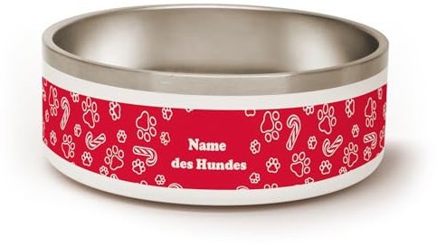 PICANOVA Personalisierter Weihnachts-Hundenapf - 1,2 l Edelstahl-Futternapf mit rutschfestem Gummiring - Geschenk für Haustierbesitzer - Candy Canes Design