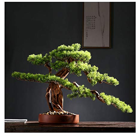 Artificial Cedar Bonsai Tree in Ceramic Pot 11.8 Inches Green Faux Potted Plant for Home Decor Fake Bonsai Tree for Indoor Decoration Lifelike Greenery Houseplant