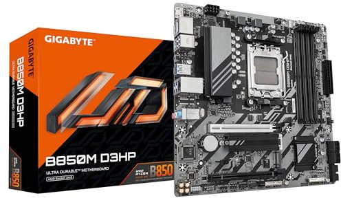 GIGABYTE B850M D3HP Motherboard - AMD Ryzen 9000 Series CPUs, 5+2+2 Phases Digital VRM, up to 8200MHz DDR5 (OC), 1xPCIe 5.0 + 1xPCIe 4.0 M.2, GbE LAN, USB 3.2 Gen 2