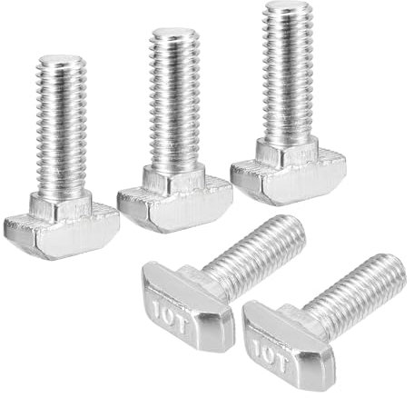 QUARKZMAN 20Pcs Pernos Ranura En T, M8 x 25mm Perno Cabeza Martillo Tornillo T Espiga Inserción Para Perfil Extrusión Aluminio Ranura En T Serie 4545, Acero Inoxidable 304, Plateado