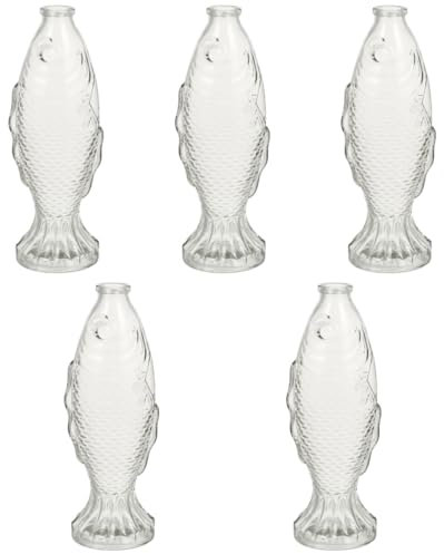 DECHOUS Lot De 5 Vases en Verre en Forme De Poisson Bouteilles Légères Récipient Hydroponique Bouteille en Forme De Poisson Carafe À Infusion Froide Carafe Décorative