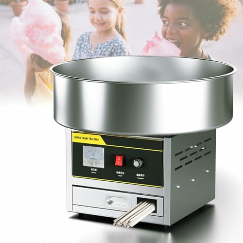 HOTAPEPU Machine à Barbe à Papa électrique 1200 W, Machine à Barbe à Papa Commerciale avec Bol en Acier Inoxydable, cuillère et tiroir à Sucre pour fête à Domicile et Carnaval
