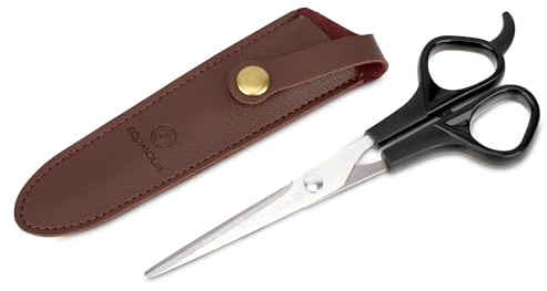 Equimour Forbici per criniera – in acciaio inox per tagli precisi su crini robusti | Impugnatura ergonomica & custodia in pelle vegana | Accessorio di qualità per la toelettatura del cavallo