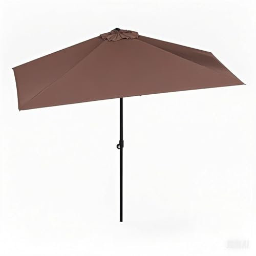 Parasol De Balcon en Demi-Cercle - Parasol De Jardin Extérieur - Ø250cm - Protection Solaire - Inclinable sur 30° dans Les 2 Sens - Facile À Manivelle(Coffee)