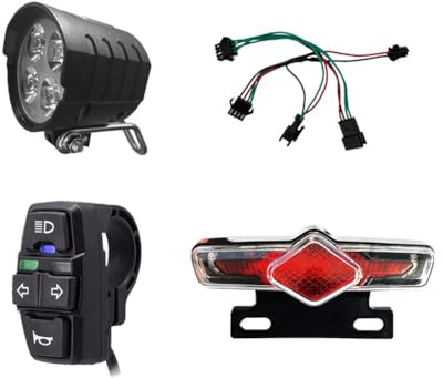 JoyousMall Bike Lighting Set, E-Bike LED Light Set Front Rear Light & DK336 Switch Cable 36-60V IPX4 Waterproof for Electric Bicycle Modification