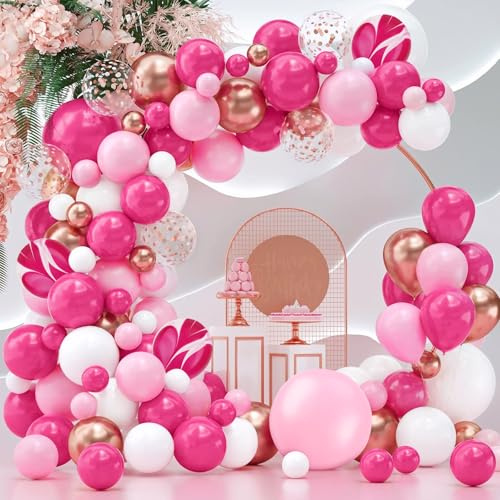 Zhiaek Ballon Octobre Rose et Blanc 100 Pièces Or Rose Ballons Helium avec Ballon Confettis Pour Déco Anniversaire Fêtes Mariage Noël Baby Shower Bapteme