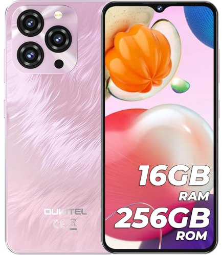 OUKITEL C3 Mobile Phone, Newest 2025, 256GB ROM/1TB TF, 6.5’’HD+ Waterdrop Display, 5000mAh Battery, Sim-Free & Unlocked Mobile Phones, 4G Dual SIM Android Phone, 3.5mm Jack, OTG, Case - Pink