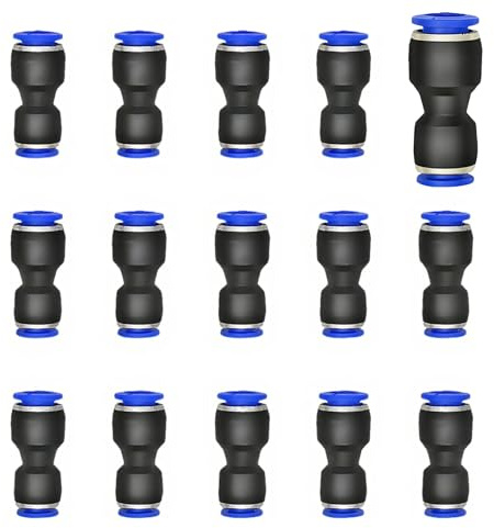 15 piezas 8 mm de diámetro exterior x 6 mm de diámetro exterior reductor recto, conexión neumática, conexión rápida de aire comprimido para conexión de mangueras y accesorios neumáticos