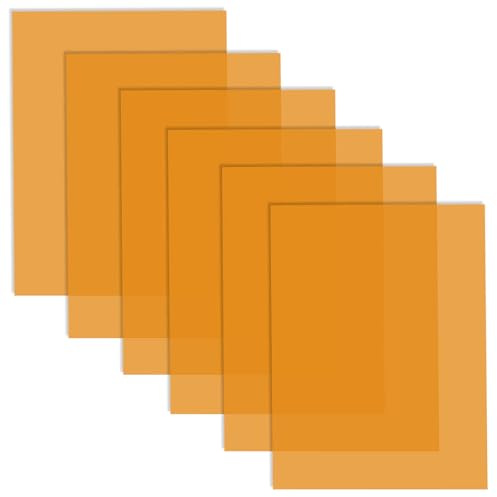 ZoZoMaiy 6 Pieces Correction Gel Light Filter, Coloured Plastic Sheets, Orange Lighting Gels, Colored Overlays Light Gels Sheets, for Photo Studio Strobe Flash LED Video Light DJ Light, 29.7x21cm
