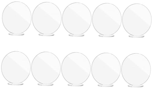 IWOWHERO Lot de 10 Marque-Places Ronds en Acrylique Transparent Cartes de Nom Dressage de Table Supports de Table pour Mariage Réception et Fête Format Standard Design Simple et