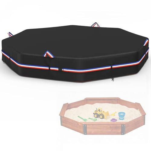 Roasivi Sandbox Cover 86 L x 79 W x 9 H Black Outdoor Octagon Sand Box Cover for Protecting Sandbox Sand and Toys Fully Taped Seams for Altimate Waterproof Protection