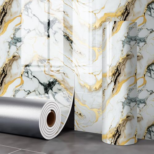 MOTTK Selbstklebende Tapete mit Marmoreffekt, Vinyl-Möbelfolie, 40 x 300 cm, wasserfest, Marmoroptik, Tapete für Küche, Bad, Wohnzimmer, Schränke, Schlafzimmer (042)