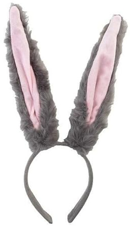 Satiskid Diadema de orejas de conejo de Pascua, diadema para disfraz de conejo, para disfraz de conejo, accesorio para carnaval, Halloween, fiestas, cosplay, color gris