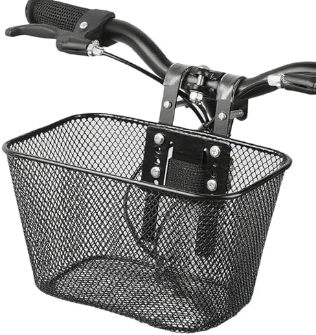JIEBWCHA Fahrradkorb Vorne Aus Eisen Mit Haken 26x17x15.5cm Leichter Metall Abnehmbarer Lenkerkorb, Wasserdicht Großem Fahrradkorb Für Vorne, Für Kinder Pendlerfahrten, Einkäufe Oder Ausflüge Zum