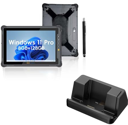 ONERugged Rugged Tablet mit Barcode-Scanner M10J, 10,1 Zoll Windows 11 Pro Enterprise Robustes Tablet mit Honeywell N4680 Scan Engine, 1D/2D QR-Inventarscanner, 8GB+128GB,Ladestation