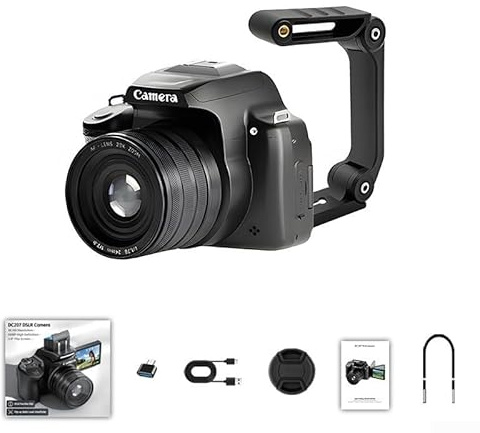 Fotocamera digitale con zoom 28X con sensore da 68 MP, video 4K a 60 fps e schermo a 180 gradi per vlogging e viaggi (supporto per fotocamera)