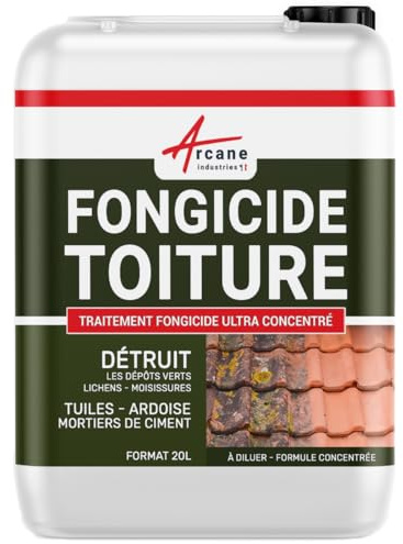 Anti Mousse Toiture Ultra Concentré Élimine Mousses 20 L | Détruit Dépôts Verts, Lichens et Algues, Élimine les Mousses, Toit, Tuiles, Ardoise, Béton - Arcane Industries