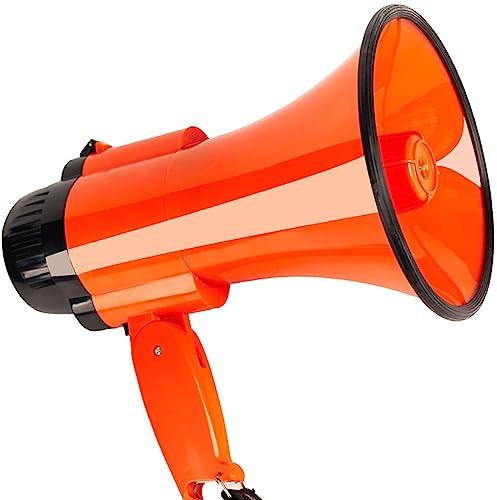 ZEONIK Megafono Altoparlante megafono Portatile da 30 Watt Regolazione del Volume Scorrevole con Sirena incorporata Leggero Portatile per Sport Indoor e Outdoor Megafono da Stadio