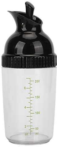Salladsdressing Shaker, 200 ml Salladsdressing Flaska Sås Flaska Dressing Mixer Shaker Flaskor Mixer Mät Salladsdressing Dispenser med hällpip för servering och förvaring av (Svart)