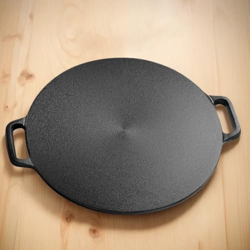 Fiorky Poêle à crêpes antiadhésive pour cuisinière, polyvalente, poêle à crêpes en fonte avec poignée, pour camping en plein air
