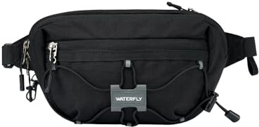 WATERFLY Lightweight Small Fanny Pack: 1.5L Mini Slim Crossbody Waist Belt Hip Bag with RFID Blocking, Anti-Theft & Water Resistant Pouch for Women Men Travel Hiking Running Walking EDC