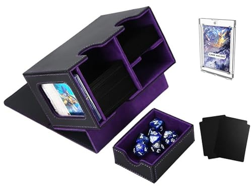 Jaffzora Boîte de rangement de grande capacité pour cartes MTG Commander, boîte de rangement pour cartes à collectionner avec côté transparent et bac à dés, vitrine pour cartes TCG, peut contenir 150