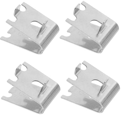 KOMBIUDA Set 4 Clip Ganci Per Mensole in Acciaio Inox Regolabili, Supporto Staffa in Metallo Per Organizzazione e Fissaggio Ripiani Frigorifero, Accessori Per Frigoriferi Italiani