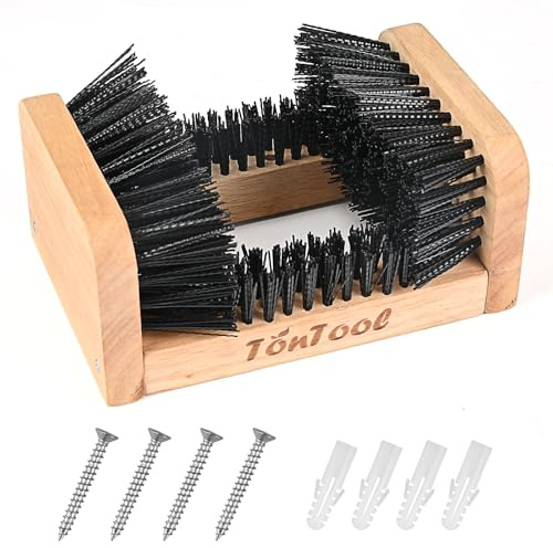 TonTool Boot Scrubber Wooden Boot Brush, Shoe Cleaner Brush for Outdoor Mud & Dirt-9.13 * 6.14 * 4.07in Shoe Cleaning Brush
