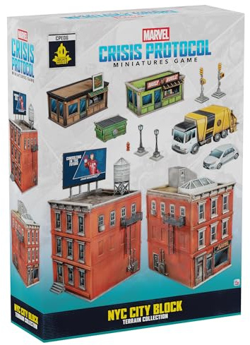 Asmodee | Marvel: Crisis Protocol - NYC City Block Terrain Collection | Miniature Board Game Expansion | Ages 14+ | 2 Players | 45 Minutes Playing Time