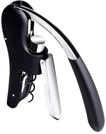 Wine Bottle Opener Manual Vertical Lever Corkscrew with Foil Cutter and Extra Spiral Manual Handheld Corkscrew