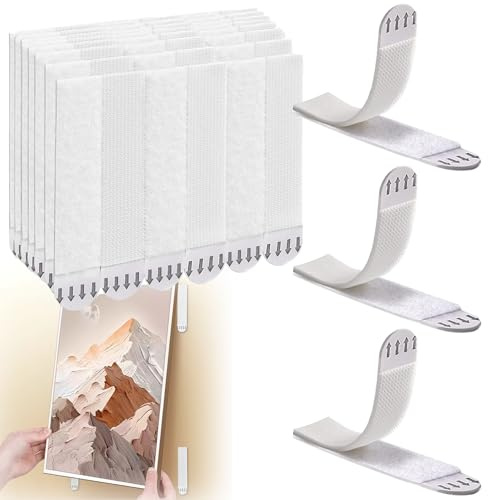 Oruiiju Adhesivas para Colgar Cuadros - 24 Pares (48 Tiras) Fixaciones Murales Sin Daño,para Colgar Cuadros, Obras de Arte, Fotos y Decoración Hogar, Compatible con Paredes Pintadas
