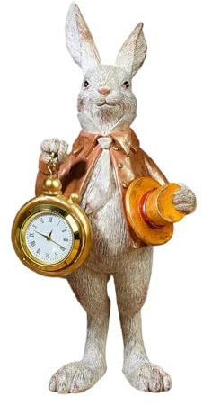 Figure di coniglio – Con Orologio, Carina decorazione per la casa, decorazione di Pasqua, statua di coniglio , per camera da , soggiorno, ufficio, fattoria, scuola, caffè, scaffale