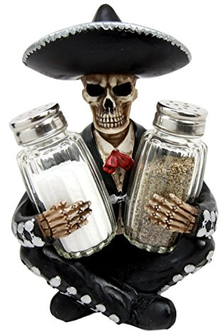Ebros Gift Day of the Dead Skeleton Mariachi Wedding Shakers Holder Figurine 7'' Resin