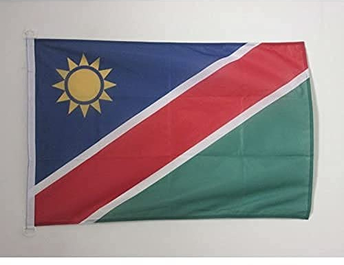 AZ FLAG Pavillon Namibie 45x30 cm Namibien Maille Bloquée Anneaux Plastique | Usage extérieur et nautique Pavillon nautique Namibia résistant aux intempéries avec coutures doubles et bords renforcés
