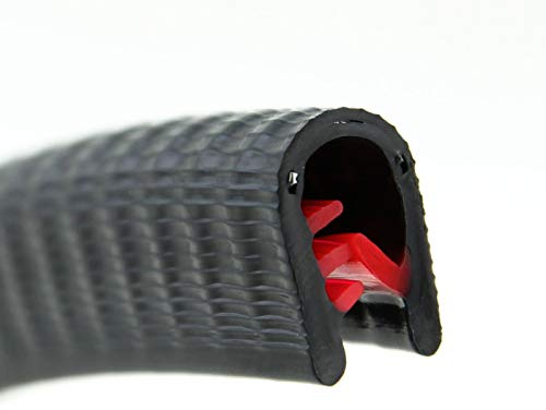 SMI-Kantenschutzprofil KS3-6S für 3-6mm PVC mit Stahleinlage Schwarz selbstklemmend ohne Kleber - Kantenschutz, Kederprofil, Kantenprofil, Kantenschutzleiste für Autotüren, Bleche (3 m)