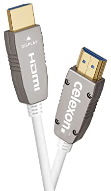 celexon UHD Optisches HDMI aktiv Kabel 2.0b - 10m - weiß - 3D - HDR - optische Signalübertragung - HLG - inkl. Audio-Return-Channel - ATC