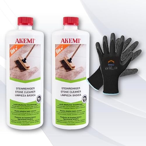 Hauswerk.shop Akemi Steinreiniger 2 x 1 Liter + Arbeitshandschuhe