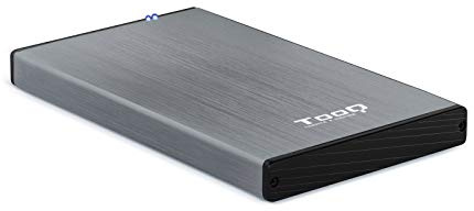 TOOQ TQE-2527G - Carcasa para Discos Duros HDD de 2.5, (SATA I/II/III de hasta 9.5 mm de Alto, USB 3.0), Aluminio, indicador LED, Color Gris, 50 grs.